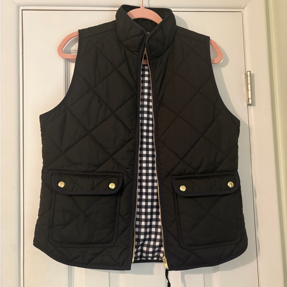 Black Quilted Vest with Gold Accents
